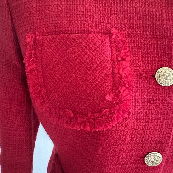 Bold Red Jones New York Tweed Women's Jacket Size 4 - Picture 4 of 11